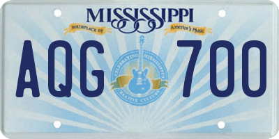 MS license plate AQG700