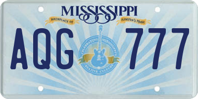 MS license plate AQG777