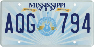 MS license plate AQG794