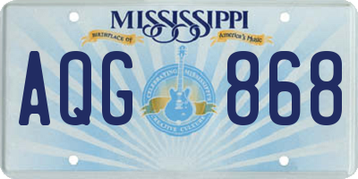 MS license plate AQG868