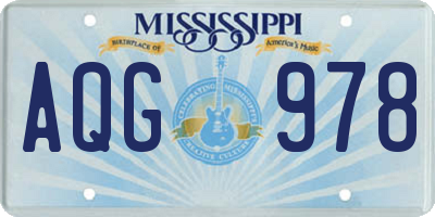 MS license plate AQG978