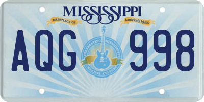 MS license plate AQG998