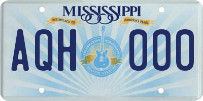 MS license plate AQH000