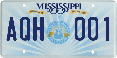 MS license plate AQH001