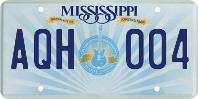 MS license plate AQH004