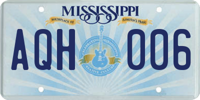 MS license plate AQH006