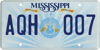 MS license plate AQH007