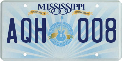 MS license plate AQH008