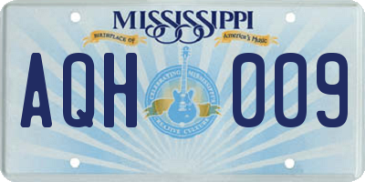 MS license plate AQH009