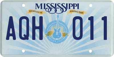MS license plate AQH011