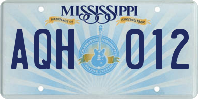 MS license plate AQH012