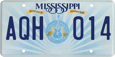 MS license plate AQH014