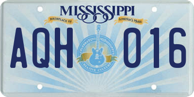 MS license plate AQH016