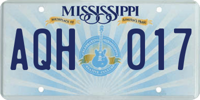 MS license plate AQH017