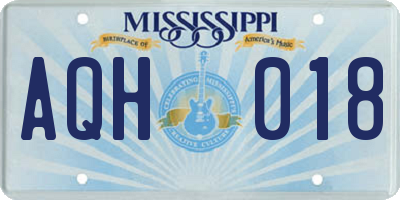 MS license plate AQH018
