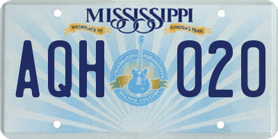 MS license plate AQH020