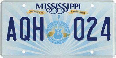 MS license plate AQH024