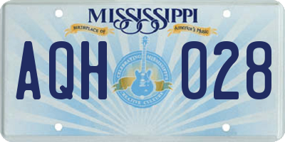 MS license plate AQH028