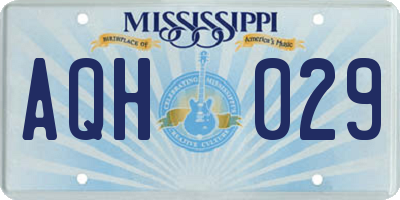 MS license plate AQH029