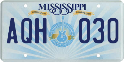 MS license plate AQH030