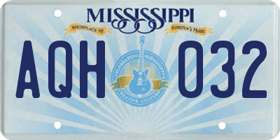 MS license plate AQH032