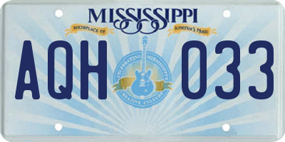 MS license plate AQH033