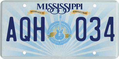 MS license plate AQH034