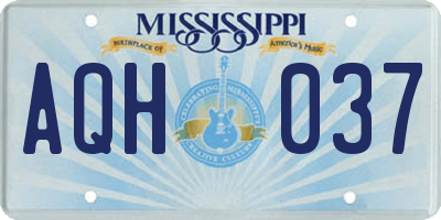 MS license plate AQH037