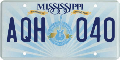 MS license plate AQH040