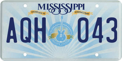 MS license plate AQH043