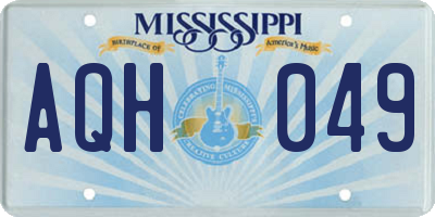 MS license plate AQH049
