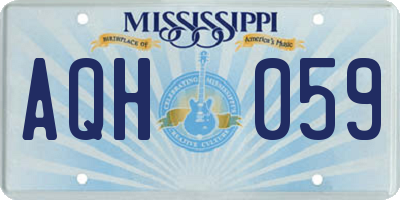 MS license plate AQH059