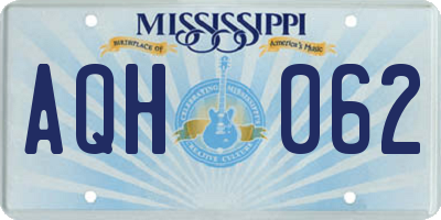 MS license plate AQH062