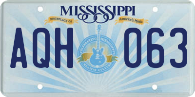 MS license plate AQH063