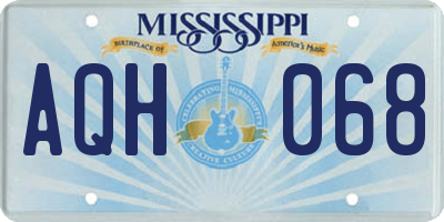 MS license plate AQH068