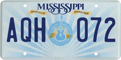 MS license plate AQH072