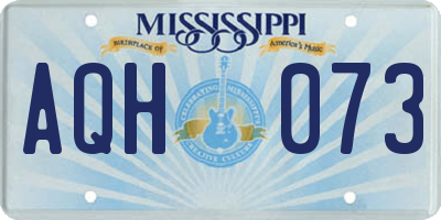 MS license plate AQH073