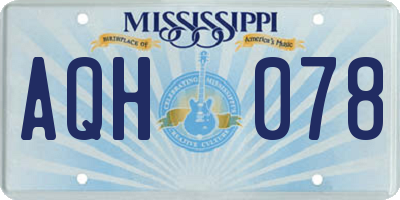 MS license plate AQH078