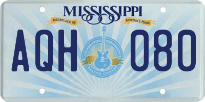 MS license plate AQH080