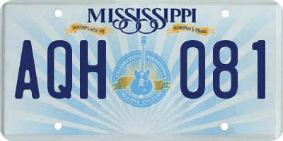 MS license plate AQH081
