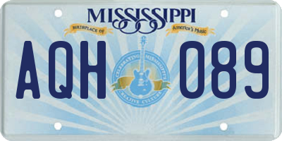 MS license plate AQH089