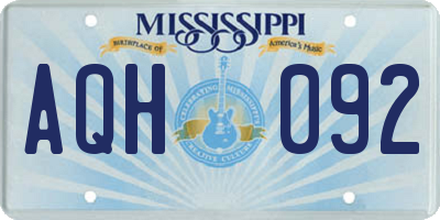 MS license plate AQH092