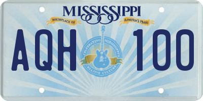 MS license plate AQH100