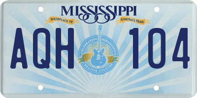 MS license plate AQH104