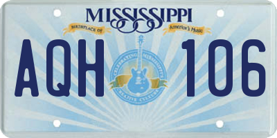 MS license plate AQH106