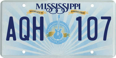 MS license plate AQH107