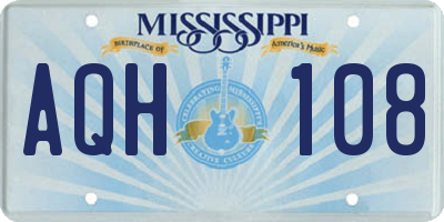 MS license plate AQH108