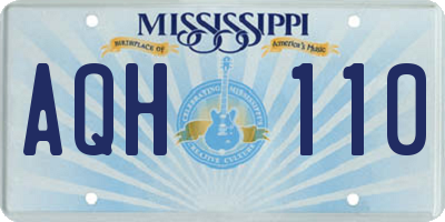 MS license plate AQH110