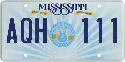 MS license plate AQH111
