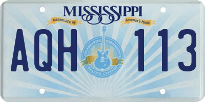 MS license plate AQH113